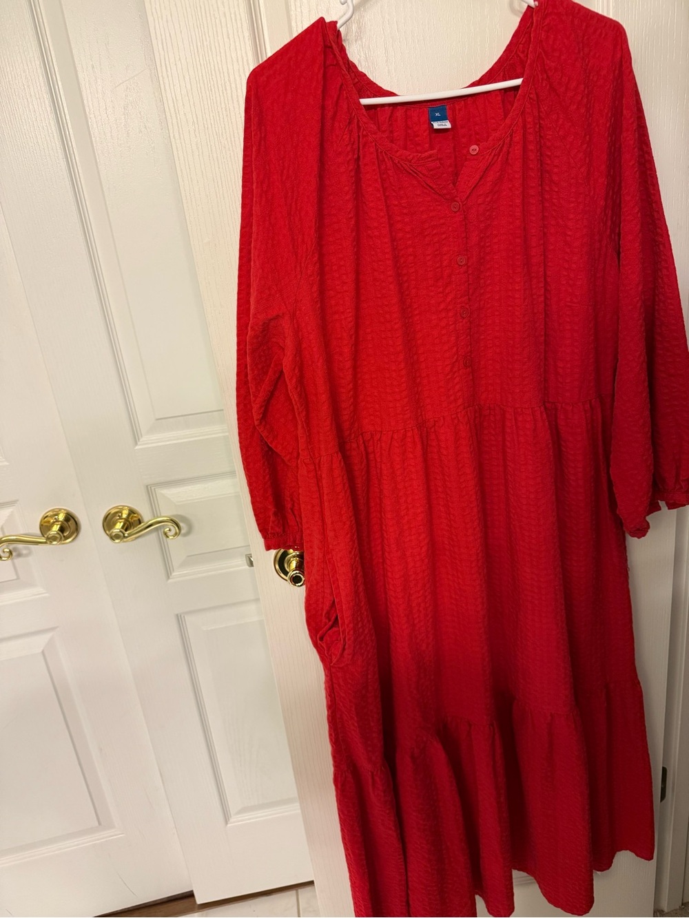 Old Navy Red Tiered Button-Front Maxi Dress